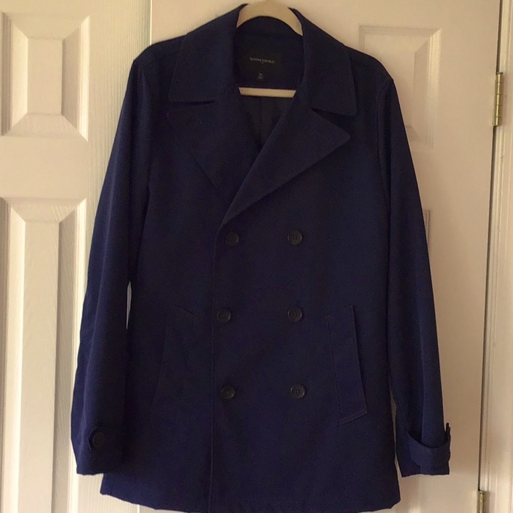 Banana Republic Men’s Trench, Short, Navy Blue, Size Medium